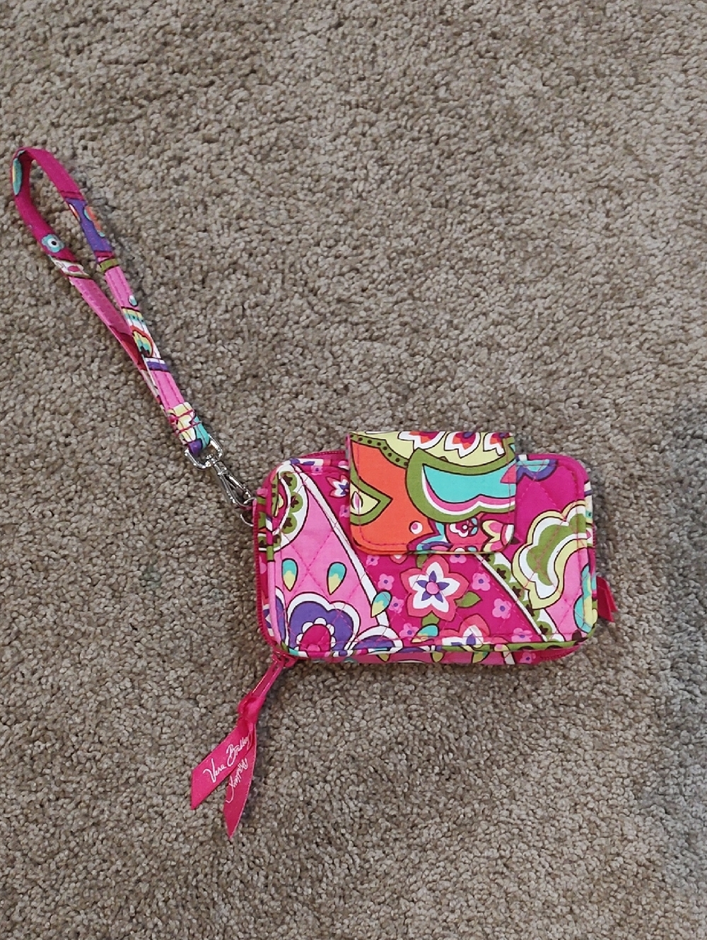 Vera Bradley Pink Floral Paisley Wristlet Clutch
